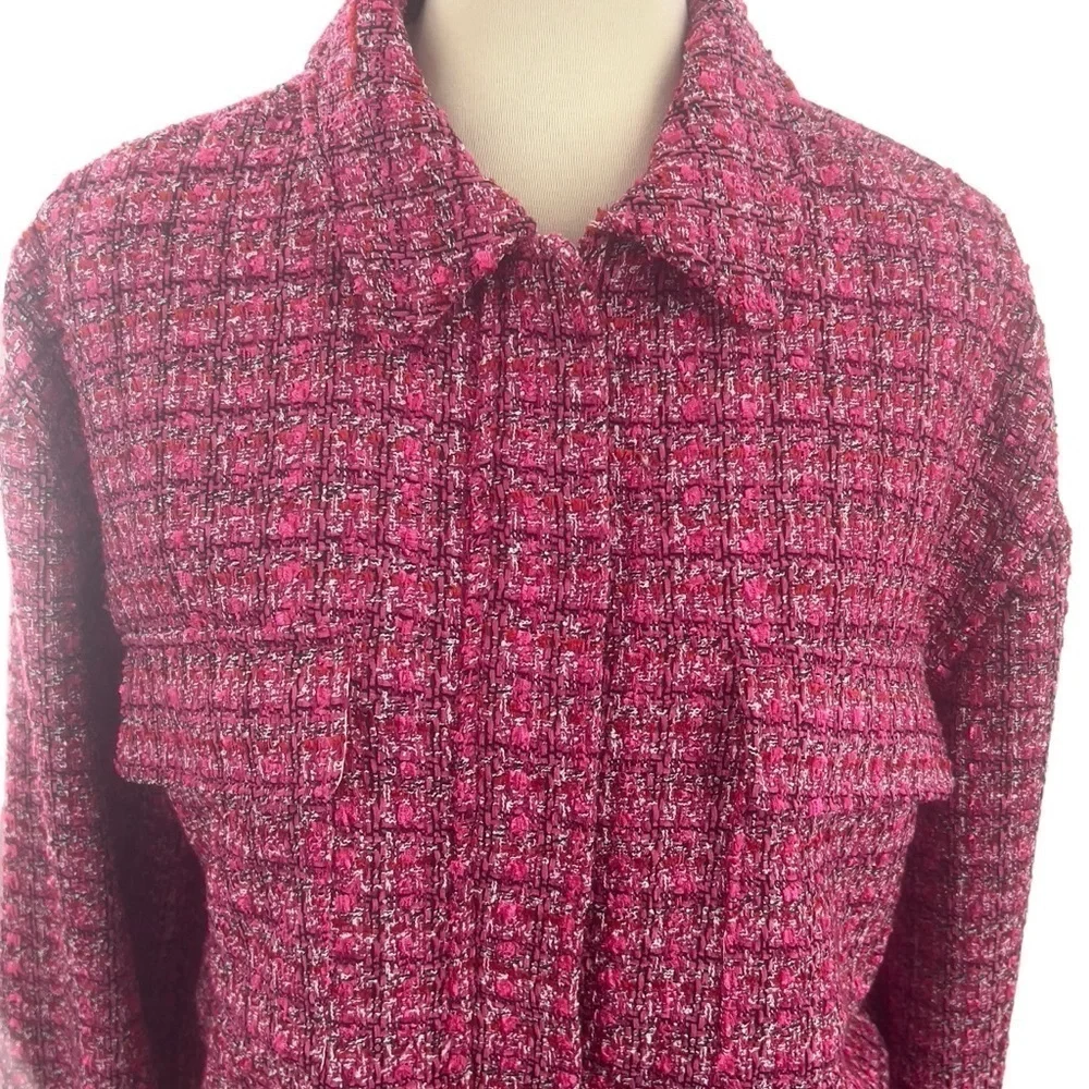 Rachel Zoe pink/black/white plaid boucle crop jacket new with tags